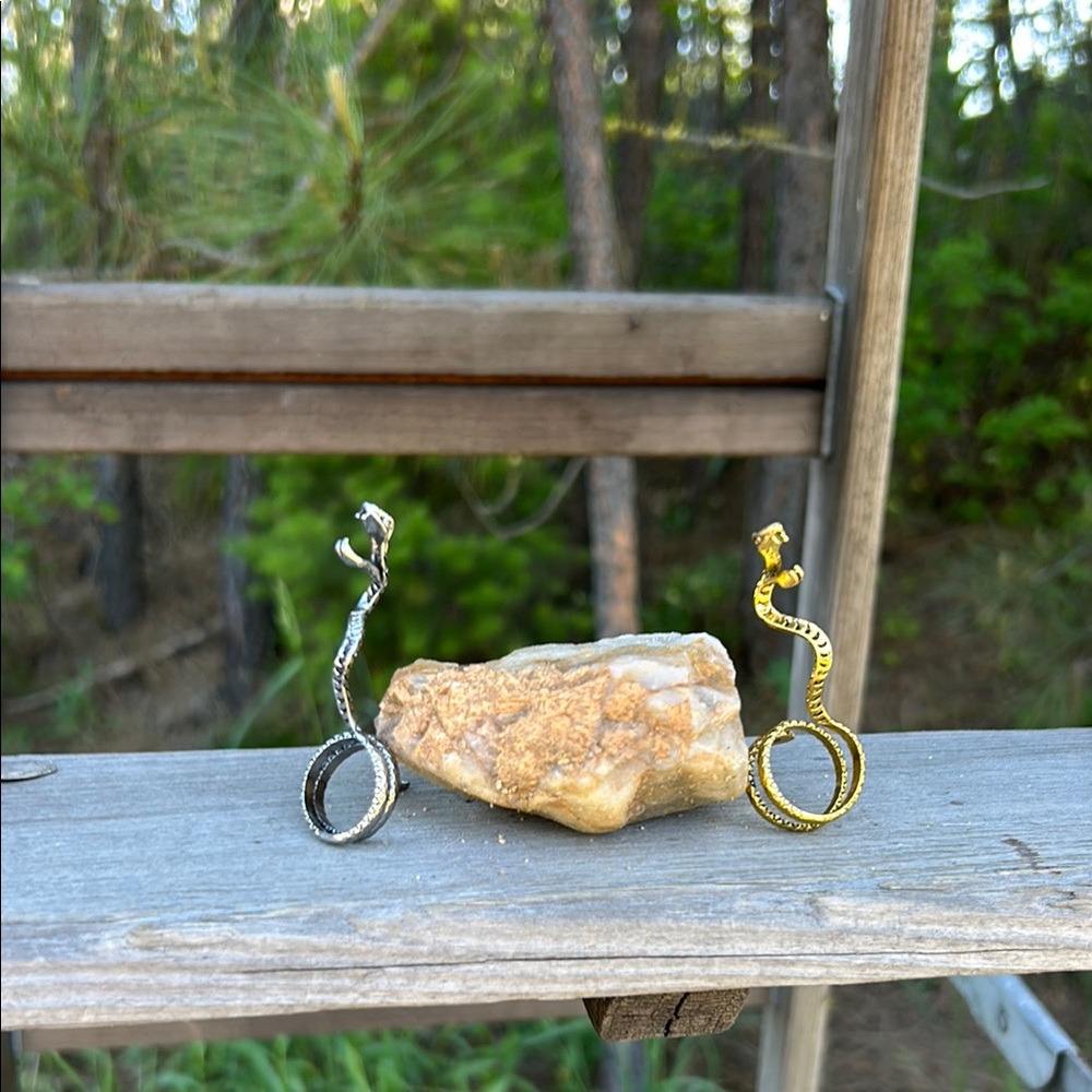 Snake ring with open mouth for cigarettes or 420. Silver or Gold- pick one